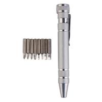 8 in 1 multifunctionele mini aluminium tool pen schroevendraaier set (zilver) - thumbnail