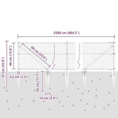 VidaXL Afrasteringspaal zilver 25 x 0,4 m (50 mm gaas) staal