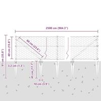 VidaXL Afrasteringspaal zilver 25 x 0,4 m (50 mm gaas) staal - thumbnail