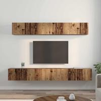 TV-kast set met plank Wandgemonteerd met opslag met de deur 5 pcs Oud hout Medium Bewerkt hout - thumbnail