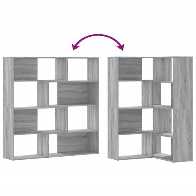 Boekenkast 4-laags hoek 85x85x140 cm bewerkt hout grijs sonoma