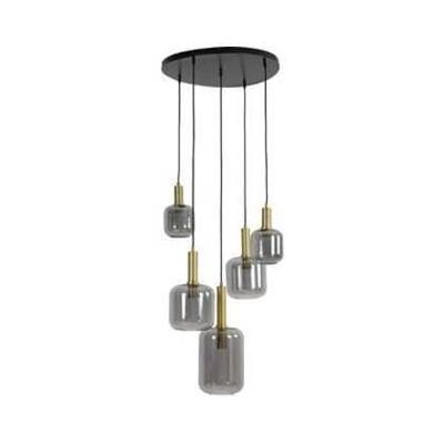 Light & Living Hanglamp 'Lekar' 5-Lamps, kleur Antiek Brons/Smoke