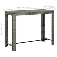 Tuinbartafel 140,5x60,5x110,5 cm poly rattan grijs - thumbnail