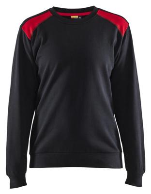 Blåkläder Sweatshirt bicolour Dames 34081158 | Zwart/Rood | Maat L - 7330509810712