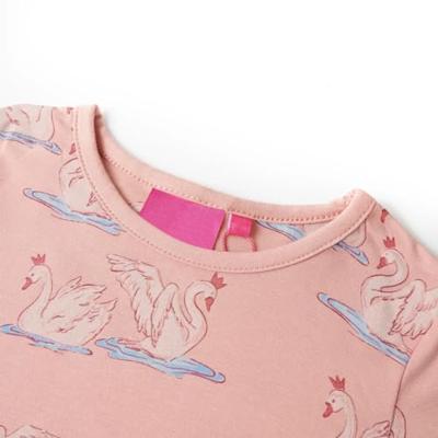 Kinderpyjama met lange mouwen zwanenprint 128 lichtroze - thumbnail