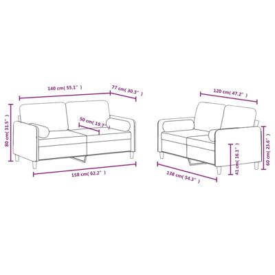 2-delige Loungeset met kussens fluweel zwart - thumbnail