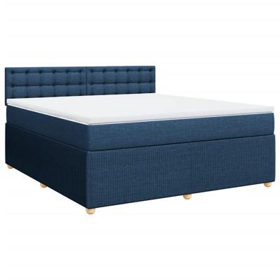 Boxspring met matras stof blauw 140x190 cm - thumbnail