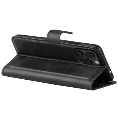Casecentive Leren Wallet case met sluiting iPhone 16 Pro zwart