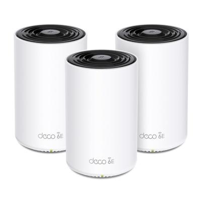 TP-Link Deco XE75 Mesh WLAN-set (3-pack), Wi-Fi 6E AXE5400 tri-band router en repeater, Gigabit-poorten voor elke eenheid, aanbevolen voor huizen met 4-7 slaapkamers, uitgebreid toezicht, WPA3
