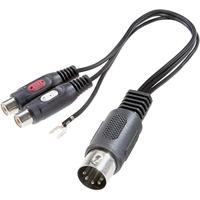 Speaka Professional SP-7870284 RCA/DIN-aansluiting Audio Y-adapter [1x diodestekker 5-polig (DIN) - 2X RCA-aansluiting] Sc, zwart - thumbnail
