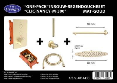 Best Design Regendoucheset One Pack Inbouw Thermostaat Nancy M300 Mat Goud Best Design Regendoucheset One Pack Inbouw Thermostaat Nancy M300 Mat Goud