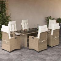 7-delige Tuinset met kussens poly rattan beige - thumbnail