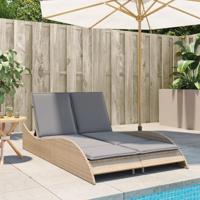 Ligbed met kussens 114x205x73 cm poly rattan beige - thumbnail