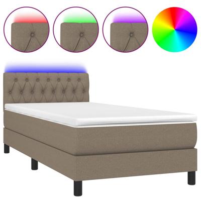 Boxspring met matras en LED stof taupe 90x190 cm