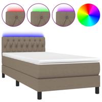Boxspring met matras en LED stof taupe 90x190 cm - thumbnail