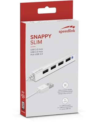 SpeedLink Snappy Slim SL-140000-WE USB-hub 4 poorten USB-A USB 2.0 480 MBit/s Wit SpeedLink Snappy Slim SL-140000-WE USB-hub 4 poorten USB-A USB 2.0 480 MBit/s Wit