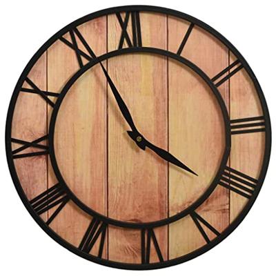 VidaXL Wandklok 39 cm mdf en ijzer bruin en zwart VidaXL Wandklok 39 cm mdf en ijzer bruin en zwart