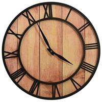 VidaXL Wandklok 39 cm mdf en ijzer bruin en zwart - thumbnail