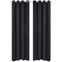 Gordijnen met metalen ringen verduisterend 135x175 cm zwart 2 st - thumbnail