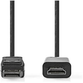 Nedis DisplayPort-Kabel | DisplayPort Male | HDMI Connector | 1080p | Vernikkeld | 1.00 m | Rond | PVC | Zwart | Label - CCGL37100BK10