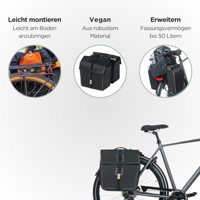 Urban Dry fietstas in mat zwart met 50 liter en MIK-bevestiging