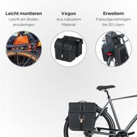 Urban Dry fietstas in mat zwart met 50 liter en MIK-bevestiging - thumbnail