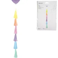 Amscan Ballonslinger franje regenboogkleuren 70 cm | 10 stuks - thumbnail