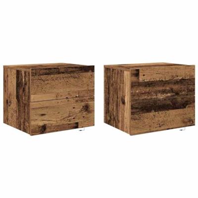 Nachtkastje met lade 2 pcs Oudhout 50 x 39 x 41 cm Bewerkt hout