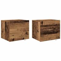 Nachtkastje met lade 2 pcs Oudhout 50 x 39 x 41 cm Bewerkt hout - thumbnail