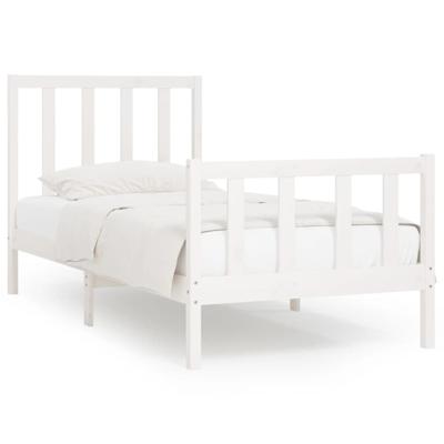 Bedframe massief hout wit 100x200 cm