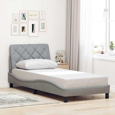 Bedframe zonder matras 90x200 cm stof lichtgrijs