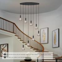 Metaal kroonluchter - Industrie hanglamp - Zwart - Met 8 pcs lampvoeten - Ontworpen voor Eetkamer en Slaapkamer - 80 x 25 x 117.5cm - set met E27 Lamphouder - voor Lampenkap met Doorsnede max 15cm - Gloeilamp Niet Inbegrepen - thumbnail