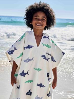 Personaliseerbare badponcho voor kinderen REQUINS, met gerecycled katoen wit, bedrukt