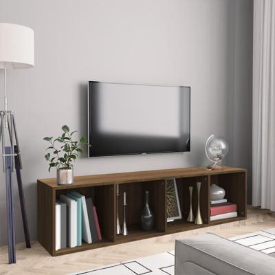 Boekenkast/tv-meubel 143x30x36 cm bewerkt hout bruineikenkleur