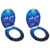 Toiletbrillen met deksel 2 st dolfijn MDF - thumbnail