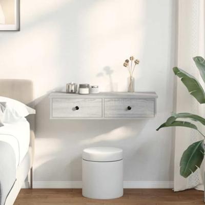 Wandschap met lades 80x31x17 cm bewerkt hout grijs sonoma eiken Wandschap met lades 80x31x17 cm bewerkt hout grijs sonoma eiken