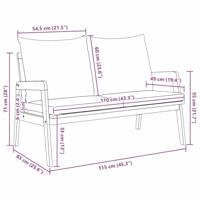 Tuinbank met kussen Bruin Massief acaciahout - thumbnail