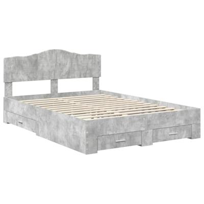 Bedframe met hoofdeinde Beton Grijs 140 x 190 cm Bewerkt hout