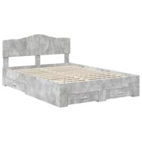 Bedframe met hoofdeinde Beton Grijs 140 x 190 cm Bewerkt hout - thumbnail