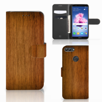Huawei P Smart Book Style Case Donker Hout - thumbnail