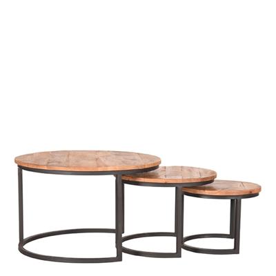 LABEL51 Salontafel 'Triplet' Mangohout, Set van 3 stuks, kleur Naturel