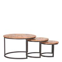 LABEL51 Salontafel 'Triplet' Mangohout, Set van 3 stuks, kleur Naturel - thumbnail