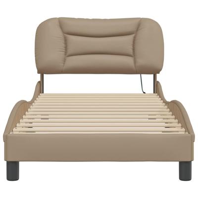 Bedframe met LED-verlichting kunstleer cappuccino 80x200 cm