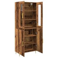 Hoge kast 2 pcs Oudhout 69,5 x 34 x 180 cm Bewerkt hout - thumbnail