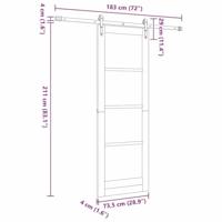 Schuifdeur met Hardware Set 73,5x211 cm Massief Vurenhout - thumbnail