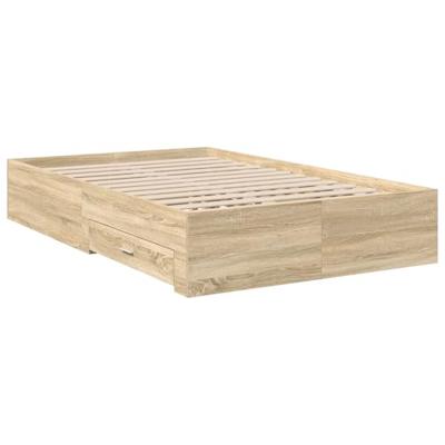 Bedframe met lade met opslag Bruin 120 x 190 cm Bewerkt hout