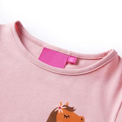 Kindershirt met lange mouwen dierenprint 128 lichtroze
