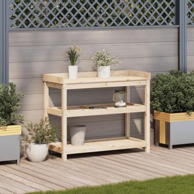 VidaXL Oppottafel met schappen 108x45x86,5 cm massief grenenhout