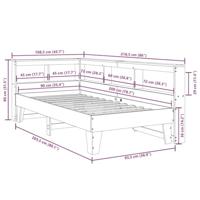 Bed met boekenkast zonder matras grenenhout wasbruin 90x200 cm - thumbnail