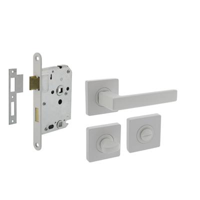 Set toiletslot 63/8mm wit met deurkruk Hera op rozet 55x55mm en WC-sluiting wit